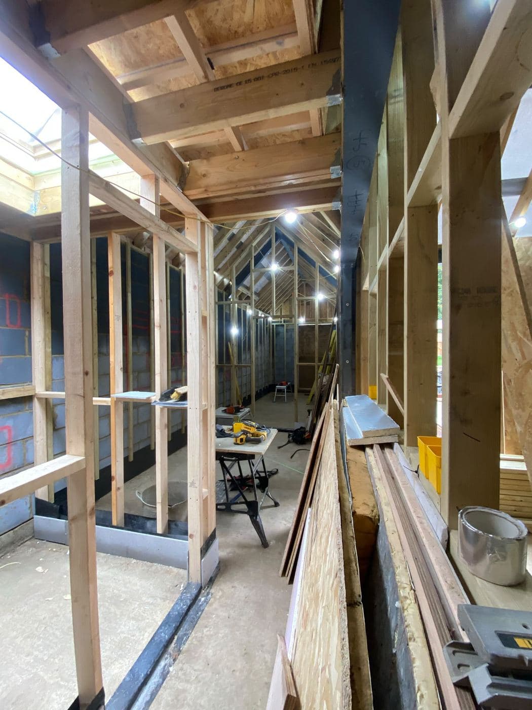 Timber frame and rafters for a vaulted extension roof