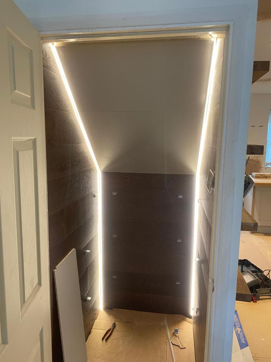 Staircase with LED strip lighting