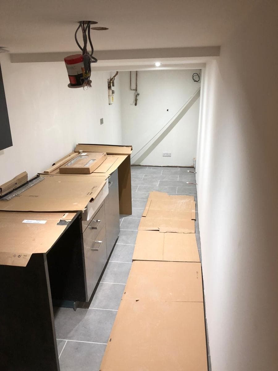 Utility room part way through the fit