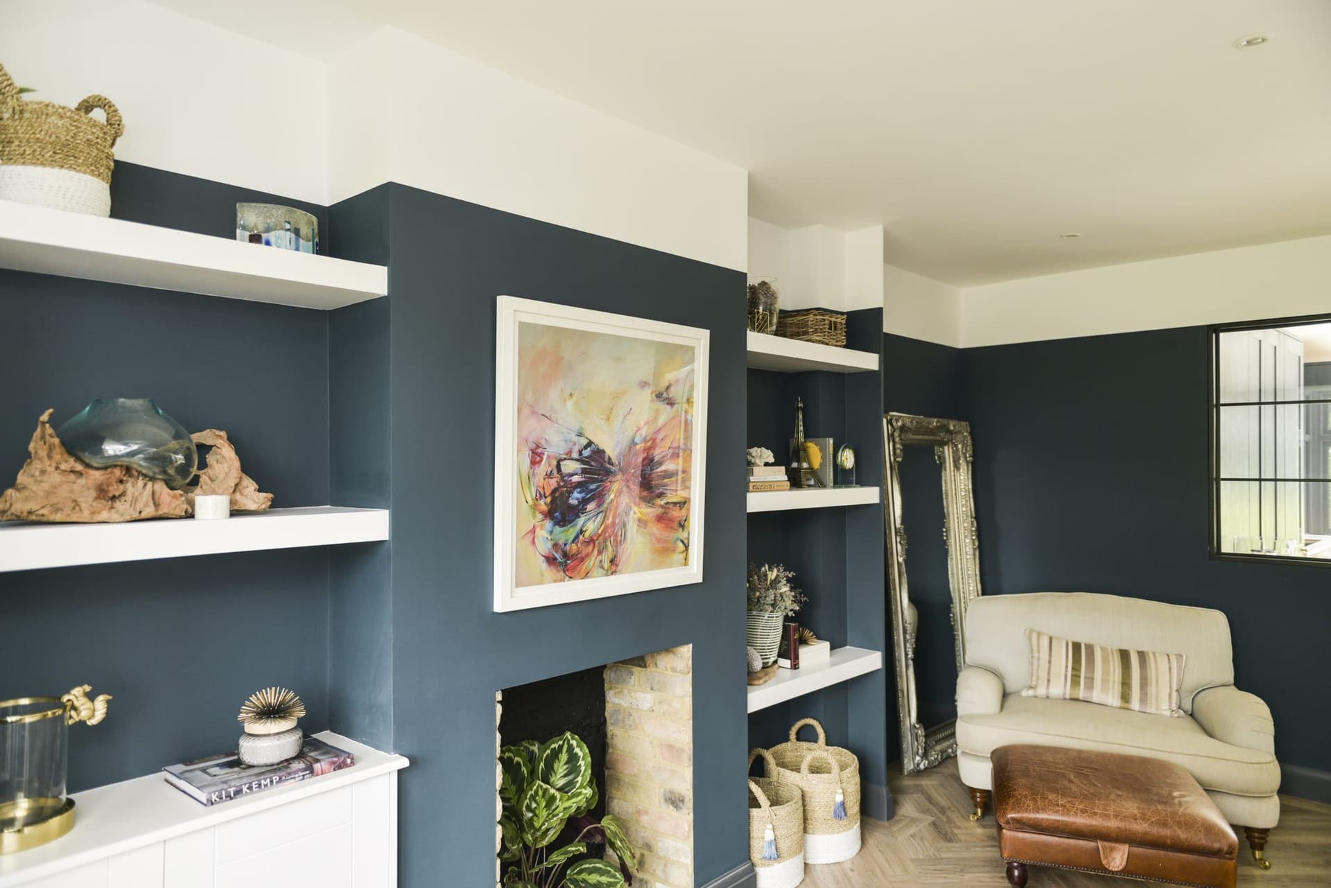 Alcove shelving and period mouldings in a Victorian room
