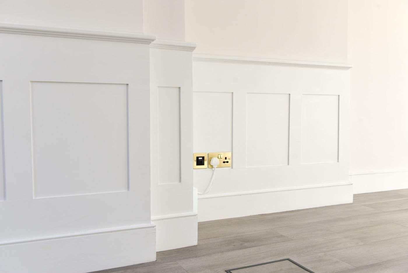 Finished panelled room with restored wainscoting
