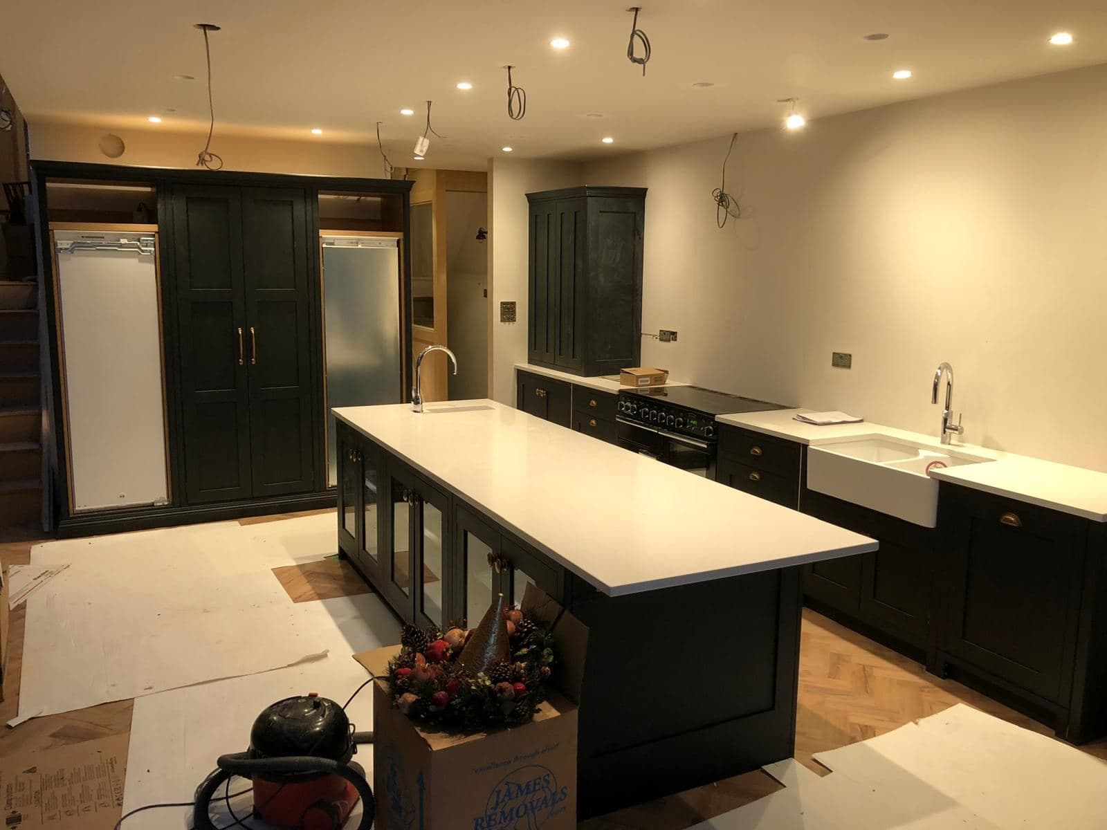 The finished kitchen on the day it was completed, before styling
